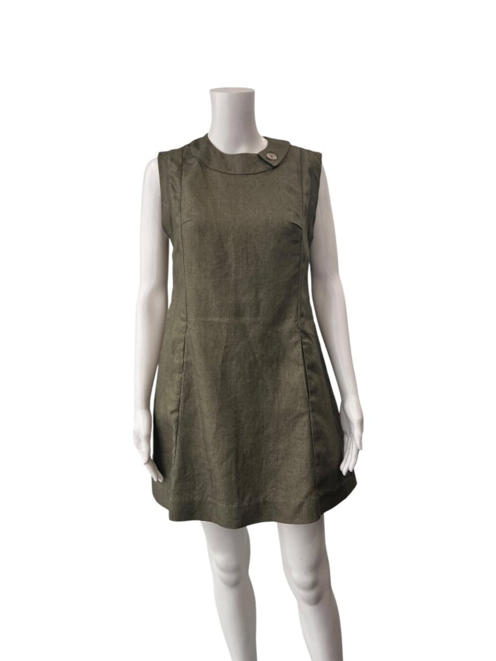 Wear in Good Health Green Linen Mini Sheath Dress size Medium